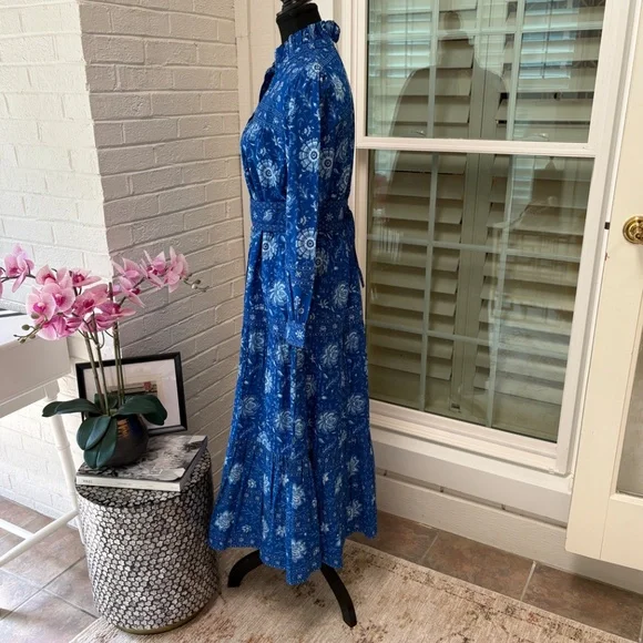 Pink City Prints Margot Blue Maxi Dress -Size Medium NWT - Picture 4 of 7